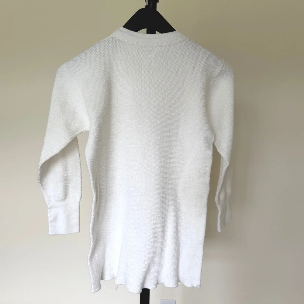 60's Mr. Walker White Waffle Knit Thermal Long Sleeve Undershirt Cotton USA Made